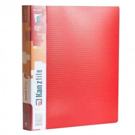 Папка KANZFILE на 4-х малых кольцах RING FILE, 25 мм, "ГОРИЗОНТАЛЬНАЯ ПОЛОСА" красный цвет